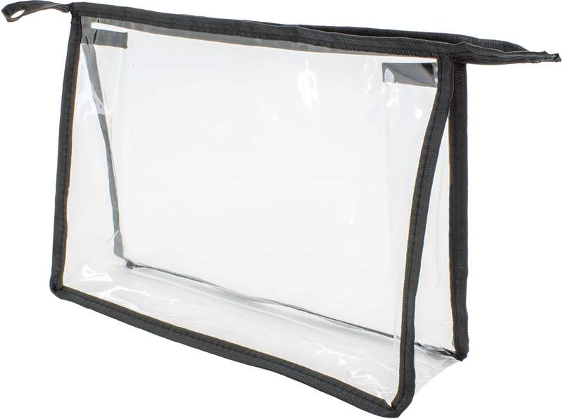 Transparentní kosmetická taštička s barevnými hranami