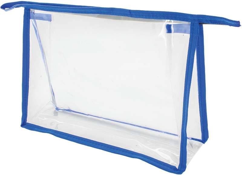 Transparentní kosmetická taštička s barevnými hranami