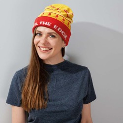 Čepice se žakárovou manžetou s vlastní grafikou