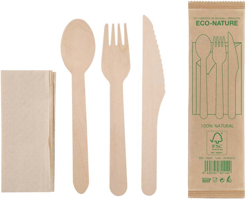 Dřevěná sada příborů Plus