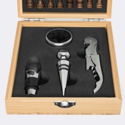 Sada na víno BAMBOO CHESS se šachovou hrou