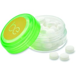 Kulatá plastová nádoba v 10 barvách a se 2 možnostmi Mints a Sweets.