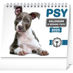 Stolový kalendár Psy - s menami psov 2024, 16,5 x 13 cm