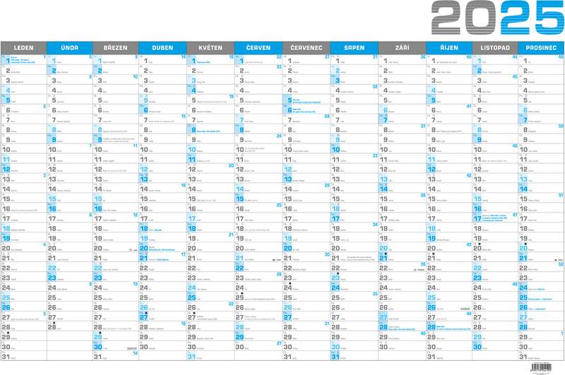 Nástěnný roční kalendář B1 - modrý