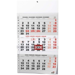 Nástěnný kalendář A3 - Tříměsíční - s mez. svátky - černý