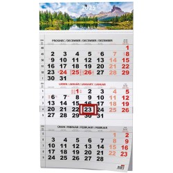 Nástěnný kalendář A3 - Tříměsíční - s mez. svátky - černý Příroda