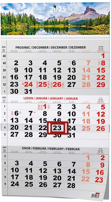 Nástěnný kalendář A3 - Tříměsíční - s mez. svátky - černý Příroda