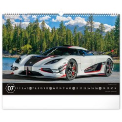 Nástěnný kalendář Auta 2024, 48 x 33 cm