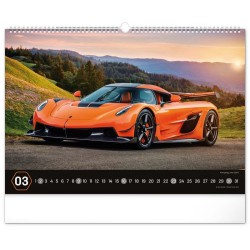 Nástěnný kalendář Auta 2024, 48 x 33 cm