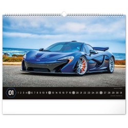 Nástěnný kalendář Auta 2024, 48 x 33 cm
