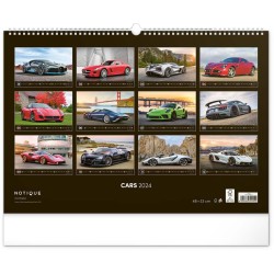 Nástěnný kalendář Auta 2024, 48 x 33 cm