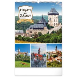 Nástěnný kalendář Hrady a zámky 2024, 33 x 46 cm