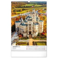 Nástěnný kalendář Hrady a zámky 2024, 33 x 46 cm