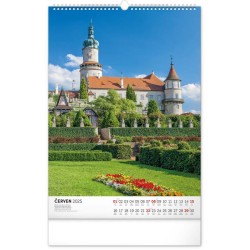 Nástěnný kalendář Hrady a zámky 2024, 33 x 46 cm