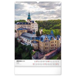 Nástěnný kalendář Hrady a zámky 2024, 33 x 46 cm