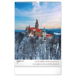 Nástěnný kalendář Hrady a zámky 2024, 33 x 46 cm