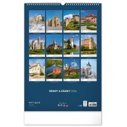 Nástěnný kalendář Hrady a zámky 2024, 33 x 46 cm