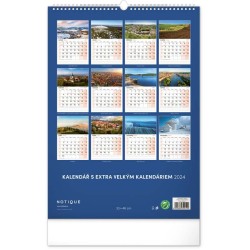 Nástěnný kalendář 2024 s extra velkým kalendáriem, 33 x 46 cm