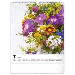 Nástěnný kalendář Květiny 2024, 30 x 34 cm