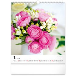 Nástěnný kalendář Květiny 2024, 30 x 34 cm