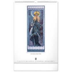 Nástěnný kalendář Alfons Mucha 2024, 33 x 46 cm