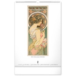 Nástěnný kalendář Alfons Mucha 2024, 33 x 46 cm