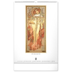 Nástěnný kalendář Alfons Mucha 2024, 33 x 46 cm