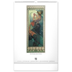 Nástěnný kalendář Alfons Mucha 2024, 33 x 46 cm