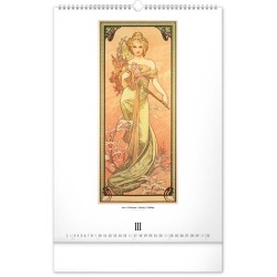Nástěnný kalendář Alfons Mucha 2024, 33 x 46 cm