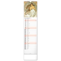 Nástěnný kalendář Alfons Mucha 2024, 12 x 48 cm