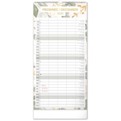 Nástěnný plánovací kalendář Květy 2024, 21 x 42 cm