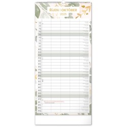 Nástěnný plánovací kalendář Květy 2024, 21 x 42 cm