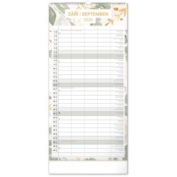 Nástěnný plánovací kalendář Květy 2024, 21 x 42 cm