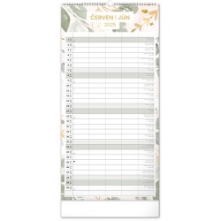 Nástěnný plánovací kalendář Květy 2024, 21 x 42 cm