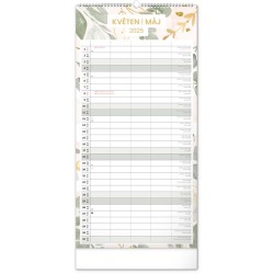 Nástěnný plánovací kalendář Květy 2024, 21 x 42 cm