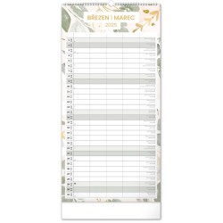 Nástěnný plánovací kalendář Květy 2024, 21 x 42 cm