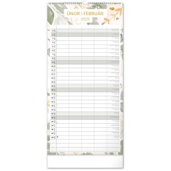 Nástěnný plánovací kalendář Květy 2024, 21 x 42 cm