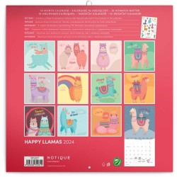 Poznámkový kalendář Šťastné lamy 2024, 30 x 30 cm
