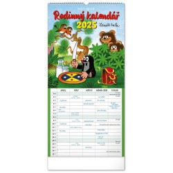 Nástěnný rodinný plánovací kalendář Krteček 2024, 21 x 42 cm