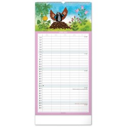 Nástěnný rodinný plánovací kalendář Krteček 2024, 21 x 42 cm