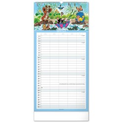 Nástěnný rodinný plánovací kalendář Krteček 2024, 21 x 42 cm