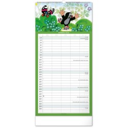 Nástěnný rodinný plánovací kalendář Krteček 2024, 21 x 42 cm