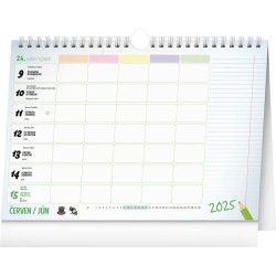 Týdenní rodinný plánovací kalendář s háčkem 2024, 30 x 21 cm