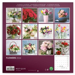 Poznámkový kalendář Květiny 2024, 30 x 30 cm