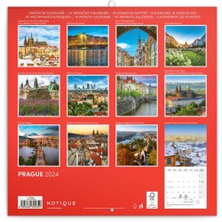 Poznámkový kalendář Praha 2024, 30 x 30 cm