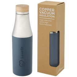 Nerezová termo láhev o objemu 540 ml s měděnou vakuovou izolací a bambusovým víčkem Hulan