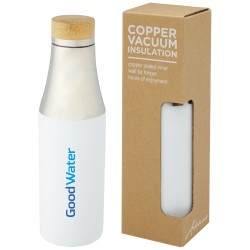 Nerezová termo láhev o objemu 540 ml s měděnou vakuovou izolací a bambusovým víčkem Hulan