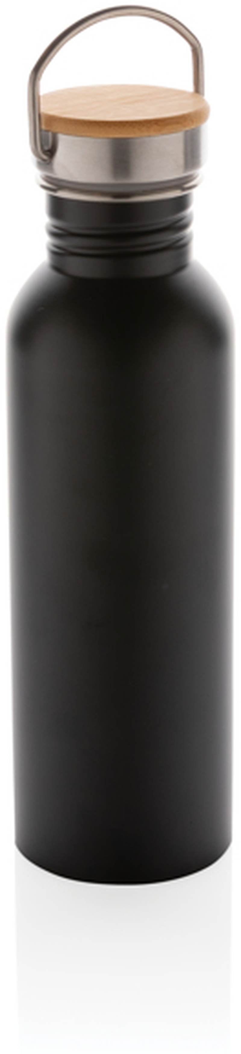 Moderní nerezová lahev s bambusovým uzávěrem