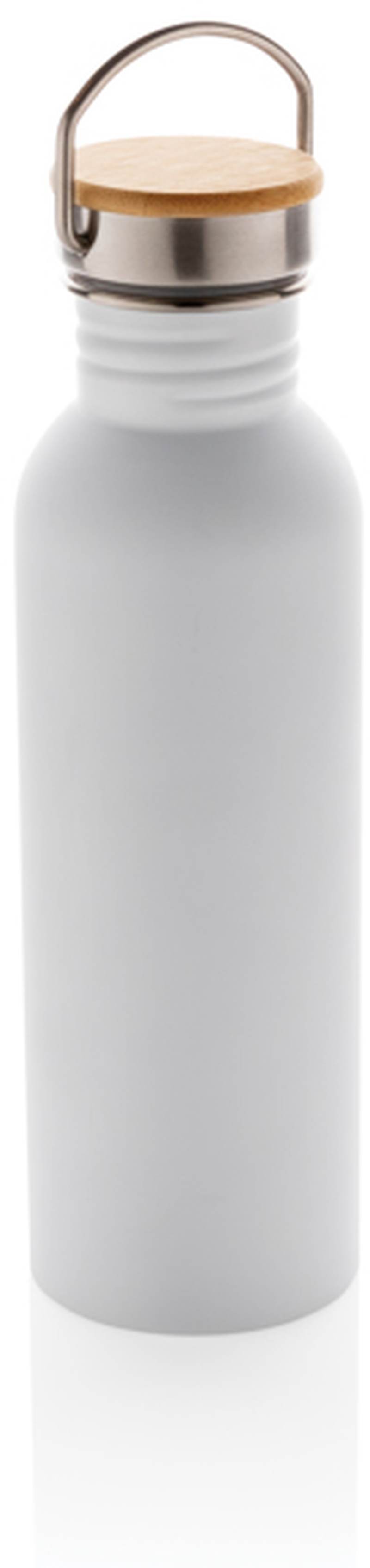Moderní nerezová lahev s bambusovým uzávěrem