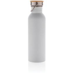 Moderní nerezová lahev s bambusovým uzávěrem